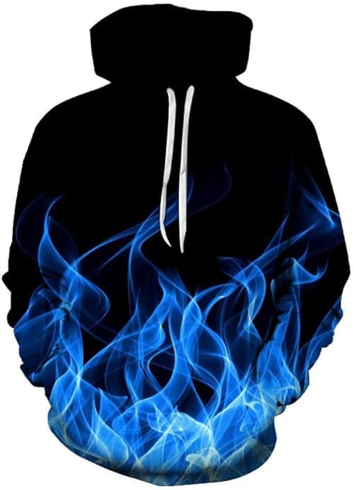 Blue flame 3D digital printing pullover plus size hooded sweater couple on Amazon.ae - Price Tracker