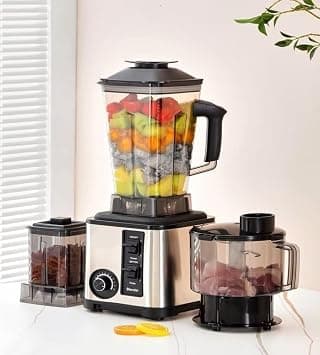 3-in-1 Professional Countertop Blender – 9500W Ice Crusher, Juicer, Spice Grinder, Meat Mincer & Vegetable Chopper with 2.5L Jug, 15-Speed Food Processor على Amazon.ae - متتبع الأسعار