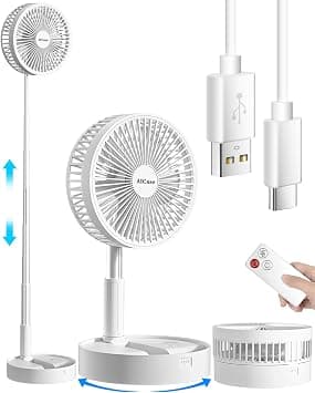 AICase Stand Fan,Folding Portable Telescopic Floor/USB Desk Fan with 7200mAh Rechargeable Battery,4 Speeds Super Quiet Adjustable Height and Head Great for Office Home Outdoor Camping on Amazon.ae - Price Tracker