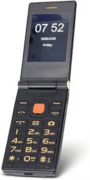 Flip Phone Unlocked with Alloy Hinge, Dual Screen 9 Speed Dial Voice Broadcast, 4800mAh Battery, Dual SIM GSM (Black) on Amazon.ae - Price Tracker