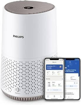 Versuni Philips Air Purifier 600 Series, Ultra-quiet and energy-efficient, For allergy sufferers, HEPA filter removes 99.97% of pollutants, Covers up to 44m2, App control, White (AC0650/20) on Amazon.ae - Price Tracker