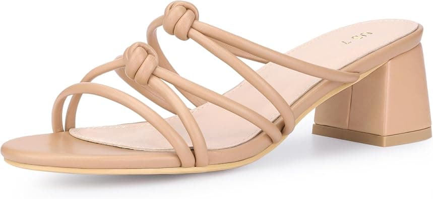 Perphy Pointed Toe Double Knotted Block Heel Slide Sandals for Women على Amazon.ae - متتبع الأسعار