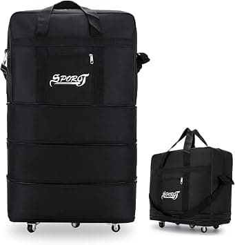 Expandable Suitcase Bag Foldable Rolling Luggage Bag, 3 Lays Waterproof Oxford Duffle Bag Suitcase 5 Wheels for Men Women Lightweight Suitcases Travel Duffel Bags (Black) on Amazon.ae - Price Tracker