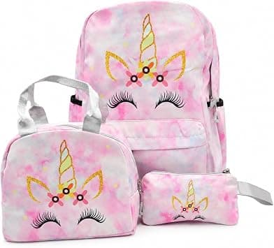 Magic3-Piece Pink School Backpack Set with Lunch Bag & Pencil Pouch, Large Capacity Lightweight School Bag with Adjustable Shoulder Straps for School, Travel & Everyday Use on Amazon.ae - Price Tracker