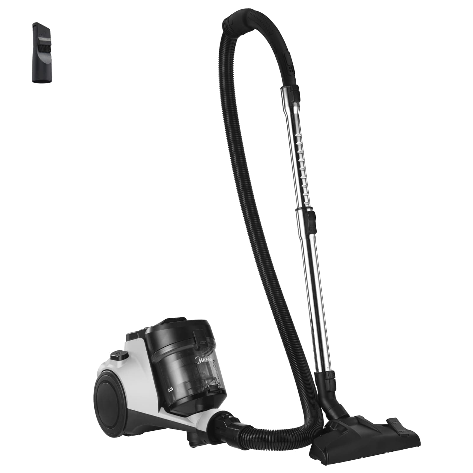 Midea Vacuum Cleaner 1800W Bagless Canister 2L Dust Capacity With HEPA Filter, Easy Emptying, 200W Suction power, Washable Filter For Pet Hair, Carpet, Tile, Hard Floor, White - MC08MEWH on Amazon.ae - Price Tracker