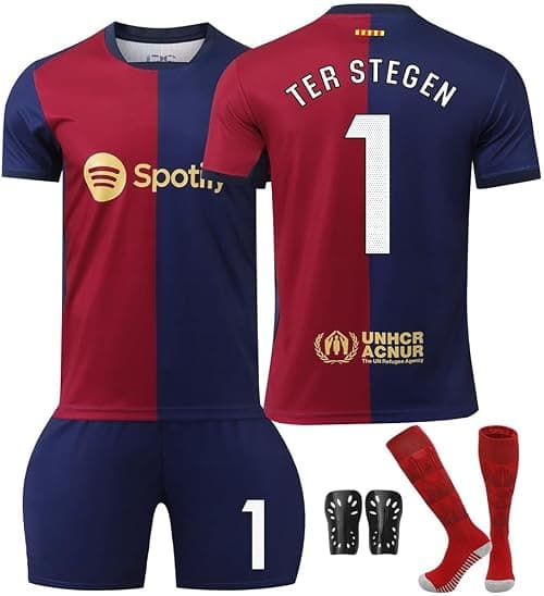 2024/25 Home BAR Football Jersey Kit– TER STEGEN #1 Signed Edition–Soccer Uniform Set with Shorts,Socks & Knee Pads–Athletic Training Gift for Men,Youth&Boys(16–3XL),White text on Amazon.ae - Price Tracker