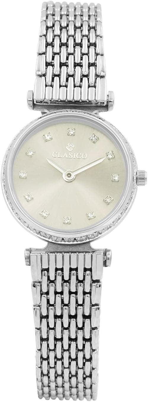 CLASICO Grace Women Luxury Silver Mesh Bracelet Watch 30mm – Mother-of-Pearl Dial with Crystal Markers, Quartz Movement on Amazon.ae - Price Tracker