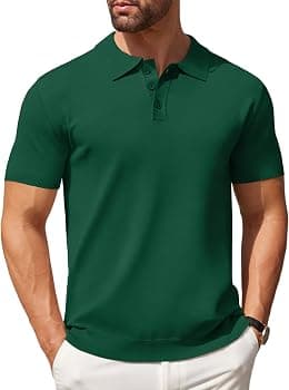 COOFANDY Mens Knit Polo Shirts Casual Short Sleeve Button Polo Shirt Classic Golf Shirts - Best Deal Finder