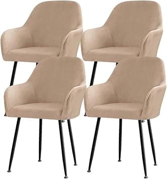 Set of 2/4/6 Velvet Dining Chair Covers Slipcovers with Wingback Arms, Stretch Office Chair Slipcovers Moderne Curved Dining Chair Protector Covers, for Bar Party Armchair (Color : Light brown, Size - Amazon.ae Price Tracker