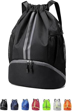 Sports Drawstring Backpack - String Swim Gym Bag with Shoes Compartment and Wet Proof Pocket for Women&Men, Pull String Sport Bag for Soccer and Basketball on Amazon.ae - Price Tracker