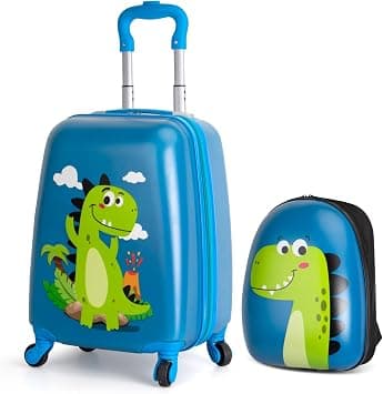 Homarket Kids Luggage Set,Kids Luggage and Backpack,Toddler lightweight trolley case with spinner wheels,Hardside carry-on suitcase for boys and girls -Blue على Amazon.ae - متتبع الأسعار