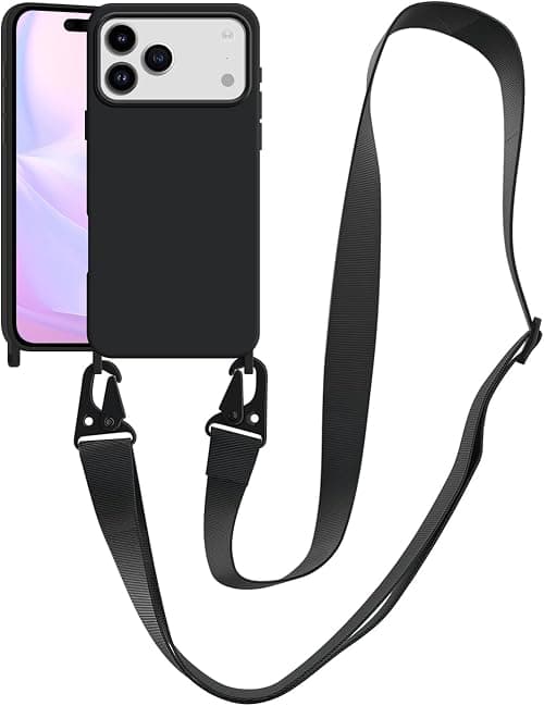 Compatible with iPhone 17 Pro Max Case with Lanyard Crossbody iPhone Case with Strap Adjustable Shockproof Drop Protection Silicone Phone Cover for iPhone 17 Pro Max 6.9 inch Black على Amazon.ae - متتبع الأسعار