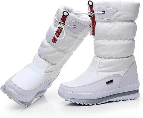 Winter Snow Boots for Women,Comfortable Outdoor Thick Plush Waterproof Non-Slip Fur Lined Frosty Snow Boots,Mid Calf Booties Waterproof Outdoor Snow Boots on Amazon.ae - Price Tracker