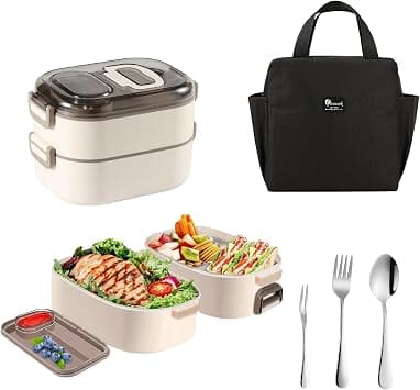 Stainless Steel Lunch Box Set with Thermal Bag & Cutlery, 1300ml Microwave Safe Bento Box for Adults Kids Students Office Gym,Concealed Handle Leakproof Insulated, Khaki على Amazon.ae - متتبع الأسعار