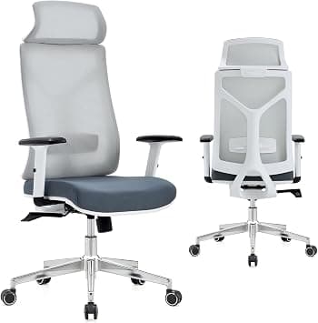 615 Home Executive Office Chair, Ergonomic Computer Chair Wide Seat With Large Headrest, Modern Desk Chair Lumbar Support, Adjustable Armrests Mesh Chair, White on Amazon.ae - Price Tracker