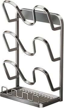 3-Layer Pot Lid Organiser Rack Carbon Steel with Removable Drip Tray Spoon Rest for Kitchen Counter Space Saving on Amazon.ae - Price Tracker