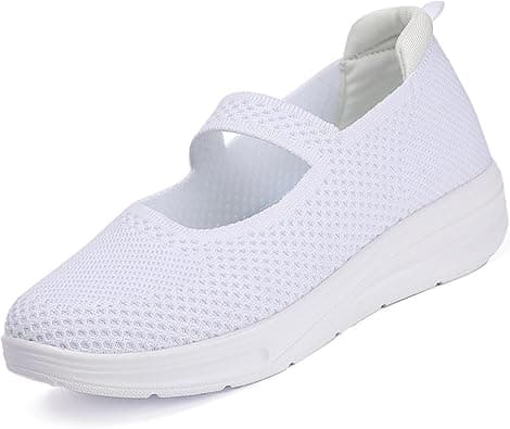 Women Nurse Platform Air Cushion Walking Sneakers Breathable Mesh Orthopedic Diabetic Wedge Slip Ons Mary Jane Toning Rocker Work Shoes - متتبع أسعار Amazon.sa