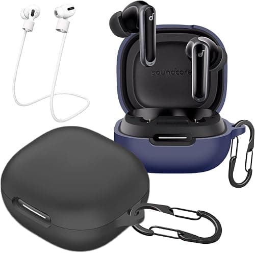 easyBee [2-Pack] Case Compatible with Soundcore P40i Earbuds, with 2 Carabiners, 2 Anti-Lost Straps, Liquid Silicone Case, Ultra Thin, Shockproof Protective Case, Bluetooth Headphones Bag - Black and على Amazon.ae - متتبع الأسعار