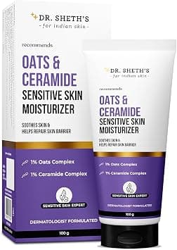 Dr. Sheth's Oats & Ceramide Sensitive Skin Moisturizer | Oil-Free | 1% Oats Complex & 1% Ceramide Complex | Soothes & Reduces Irritation | Strengthens Skin Barrier | Light Weight, Non-Sticky | Men - Best Deal Finder