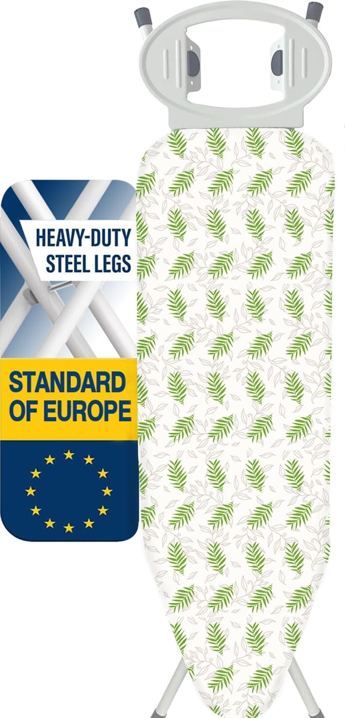 Full Size 133 * 33 CM Ironing Board, Upgraded Iron Tray Thick Stable Iron Board with 7 Levels of Height Adjustable Up to 90CM and 3-Layer Cushion, Foldable and Space-Saving Iron Table Stand on Amazon.ae - Price Tracker