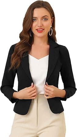 Allegra K Women's Notched Collar Open Blazer Casual Jacket Office Jacket - Amazon.ae Price Tracker