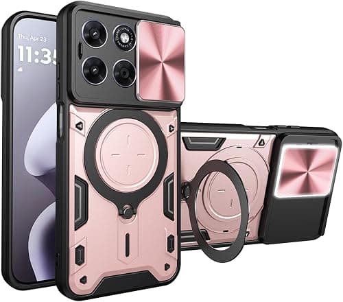Compatible with Motorola Moto G67 5G / G77 5G Phone Case【Car Mount Magnetic Stand Slide Lens 2 in 1 PC+TPU Protective】Pink على Amazon.ae - متتبع الأسعار
