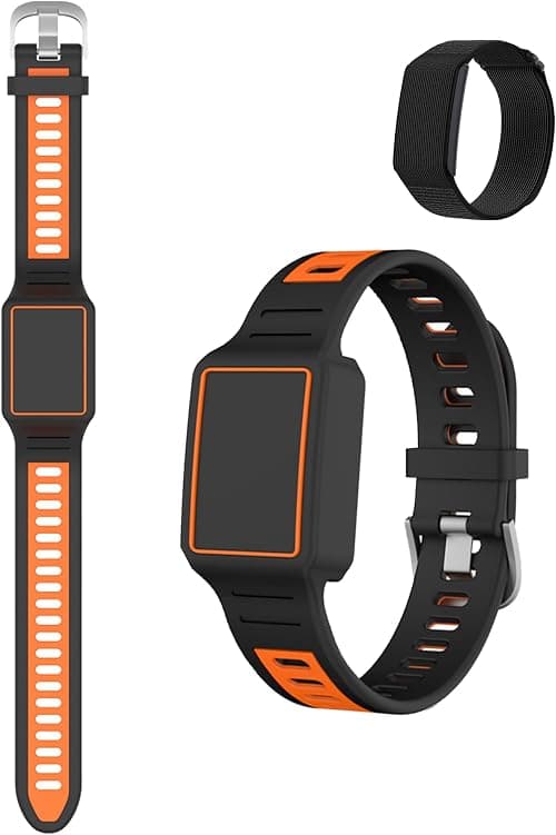 1-pack For Amazfit Helio Strap Silicone Watch Band - Waterproof Soft Rubber Replacement Strap, Universal Smartwatch Band for Men Women, Sturdy Durable, Black+Orange on Amazon.ae - Price Tracker