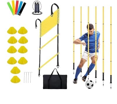 Soccer Training Equipment, Sports Agility and Speed Training Set with Adjustable Poles Marker Cones Resistance Bands Ladder Jump Rope Carry Bag, Football Training Kit على Amazon.ae - متتبع الأسعار