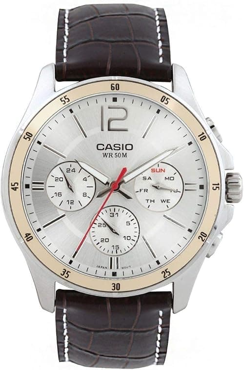 Casio for Men Chronograph MTP-1374L-7AVDF Leather Watch على Amazon.ae - متتبع الأسعار
