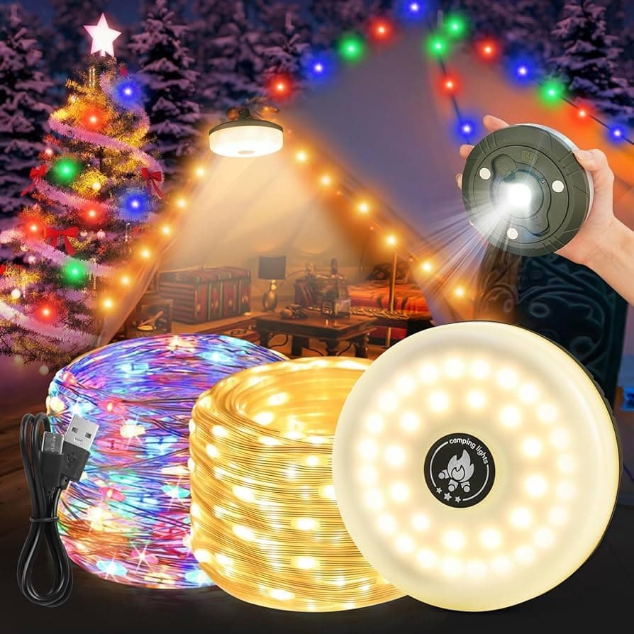 MSATECH Rechargeable Camping String Lights 32.8ft, 2-in-1 LED Lantern with 8 Lighting Modes, Waterproof Portable Tent Light for Outdoor, Hiking, Garden & Yard on Amazon.ae - Price Tracker