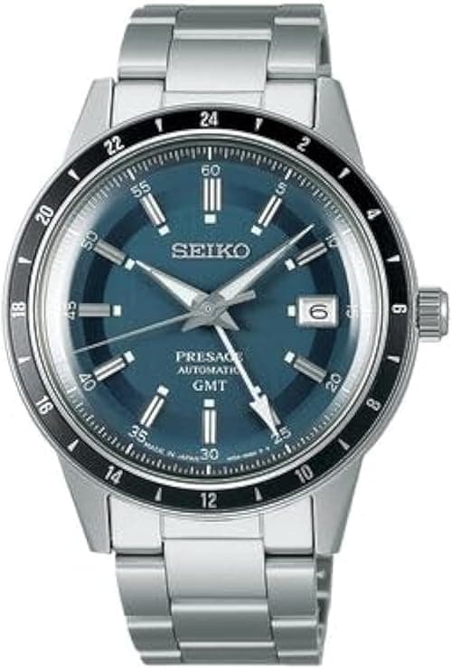 SEIKO Men's Blue Dial Silver Stainless Steel Band Presage Automatic GMT Analog Watch, SSK009 on Amazon.ae - Price Tracker