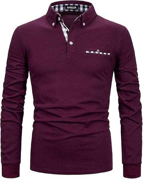 Men Polo Shirt Long Sleeve Cotton Golf T-Shirt Casual Tops on Amazon.ae - Price Tracker