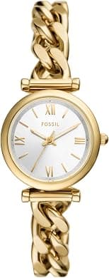 Fossil Women's Carlie Mini Quartz Stainless Steel Three-Hand Watch, Color: Gold (Model: ES5329) - Best Deal Finder