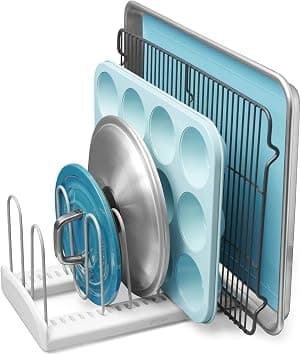 YouCopia StoreMore Adjustable Pan and Lid Rack, Pot Lids and Pans Organizer for Kitchen Cabinet Storage, Standard, White- 50160 on Amazon.ae - Price Tracker