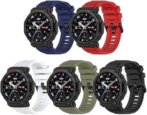 Compatible for Amazfit T-Rex 3 Pro 48mm, 22mm Width Soft Silicone Wristband Replacement WatchBand Strap for Amazfit T-Rex 3 Pro Smartwatch on Amazon.ae - Price Tracker
