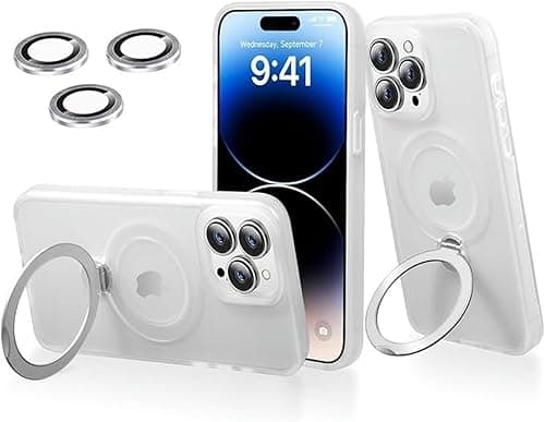 iPhone 14 Pro Case, 360 Rotating Brackets, Compatible with Magsafe, Anti -Fingerprint Matte Back, for iPhone 14 Pro(2022) 6.1"-Clear on Amazon.ae - Price Tracker