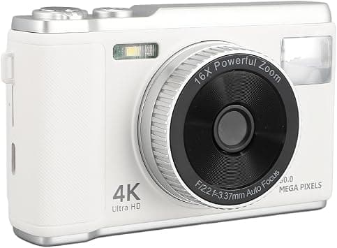 4K 50MP Digital Camera, Digital Point and Shoot Camera with 16X Digital Zoom, 2.8in Screen Autofocus Compact Small Camera with Flash Anti Shake for Teens Adult Beginner (White) على Amazon.ae - متتبع الأسعار