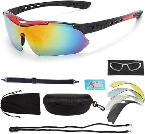 ELEPHANTBOAT® [YourBrandName] Polarized Sports Sunglasses for Men Women, UV400 Protection, 5 Interchangeable Lenses & Case, Cycling Running Driving Fishing Golf, Anti-Glare, TR90 Frame Outdoor on Amazon.ae - Price Tracker