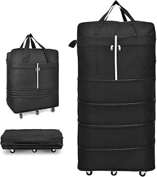 160L Expandable Rolling Wheeled Duffel Bag Foldable Large Capacity Suitcase Extra Oxford Folding Luggage with 6 Durable Rolling Wheel Waterproof Lightweight Luggage Bag for Men Women Home Business على Amazon.ae - متتبع الأسعار