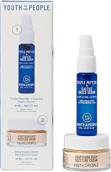 Youth To The People Plump It Up Youth Stack - Travel Size Triple Peptide + Cactus Oasis Serum (8ml) Adaptogen Deep Moisture Cream (15ml) - Vegan Face Serum + Face Cream Skincare Gift Set - Best Deal Finder