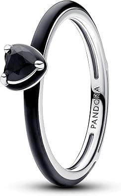 PANDORA ME Sterling Silver Heart Ring with Black Crystal and Black Enamel on Amazon.ae - Price Tracker