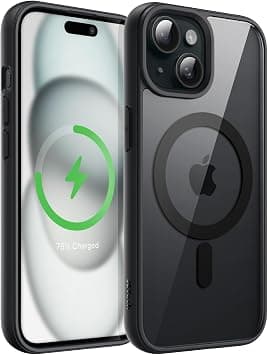 JETech Magnetic Case for iPhone 15 6.1-Inch Compatible with MagSafe, Shockproof Phone Bumper Cover, Solid Color Matte TPU Frame, Anti-Scratch Clear Back (Black) - Best Deal Finder