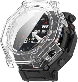 T Tersely Case for Amazfit T-REX3 Pro 48MM with Tempered Glass Screen Protector,Full Cover Hard PC Slim Scratch Resistant Bumper Protective Accessories Cover (Transparent) - Best Deal Finder