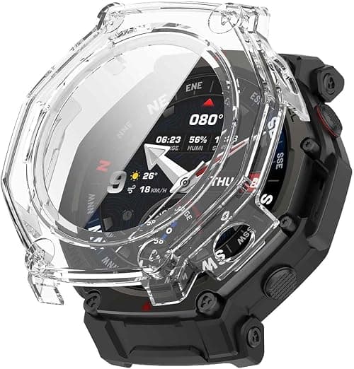 T Tersely Case for Amazfit T-REX3 Pro 48MM with Tempered Glass Screen Protector,Full Cover Hard PC Slim Scratch Resistant Bumper Protective Accessories Cover (Transparent) على Amazon.ae - متتبع الأسعار
