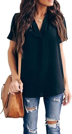 Allimy womens Casual Split V Neckline Blouses Soft - Amazon.ae Price Tracker