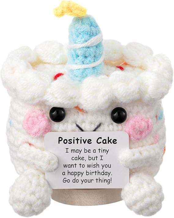 Positive Pocket Birthday Cake Doll, Funny Emotional Support Knitted Cake Toy with Positive Card, Woolen Crochet, Cheer Up Graduation Gift, Encouragement for Friends on Amazon.ae - Price Tracker