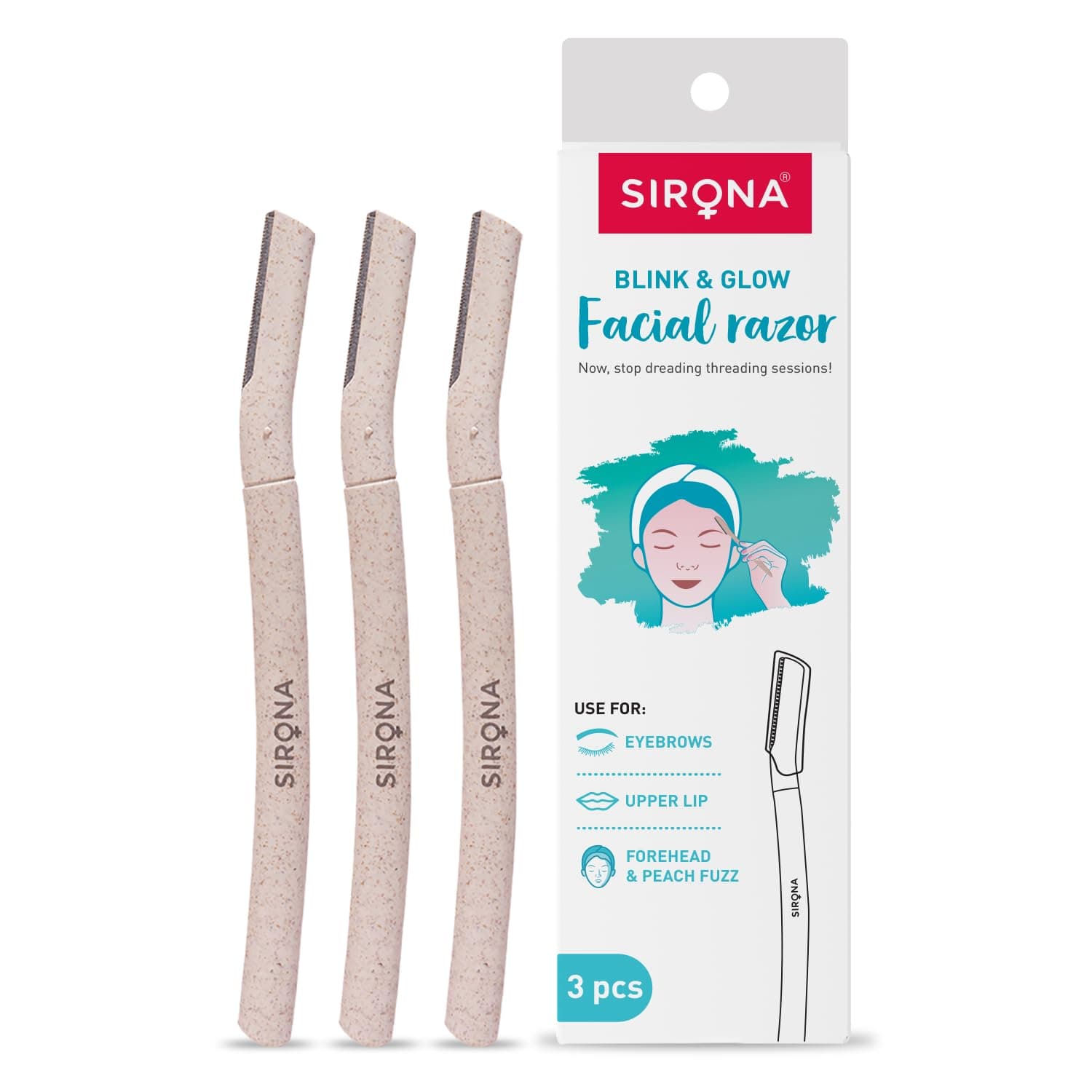 Sirona Blink Razor Women | Facial & Upper Lips Hair Removal, Eyebrow Shaper & Dermaplaning Tool - 3 Razors (Blink) on Amazon.ae - Price Tracker