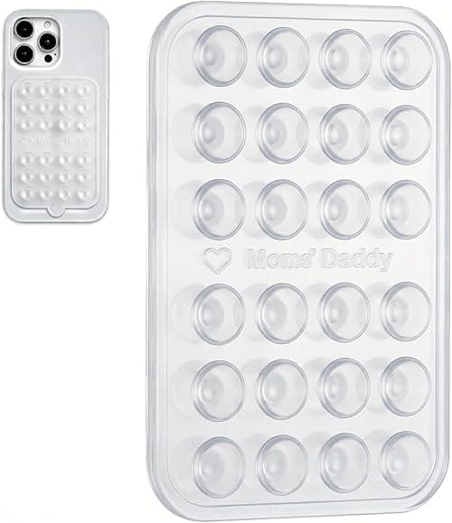 Mom’s Daddy Silicone Phone Suction Holder Pad (unique Style) Strong Adhesive Grip, Hands Free Selfie Mount, Reusable Sticky Phone Grip Compatible with iPhone Samsung & Android Transparent Suction على Amazon.ae - متتبع الأسعار