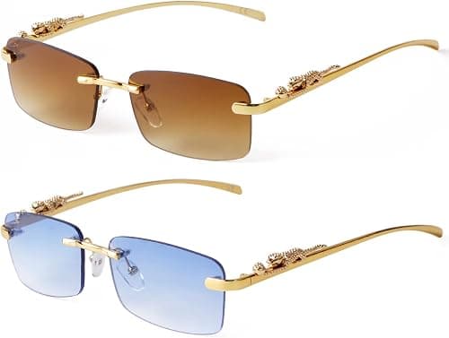 Small Narrow Rimless Sunglasses Fashion Frameless Rectangle 90s Tinted Glasses Shades for Women Men on Amazon.ae - Price Tracker