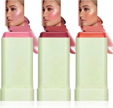 3Pcs Cream Blush Stick Set, Waterproof & Moisturizing for a Dewy Glow, Blendable Cheek & Lip Color, All-Day Wear for All Skin Tones - Best Deal Finder